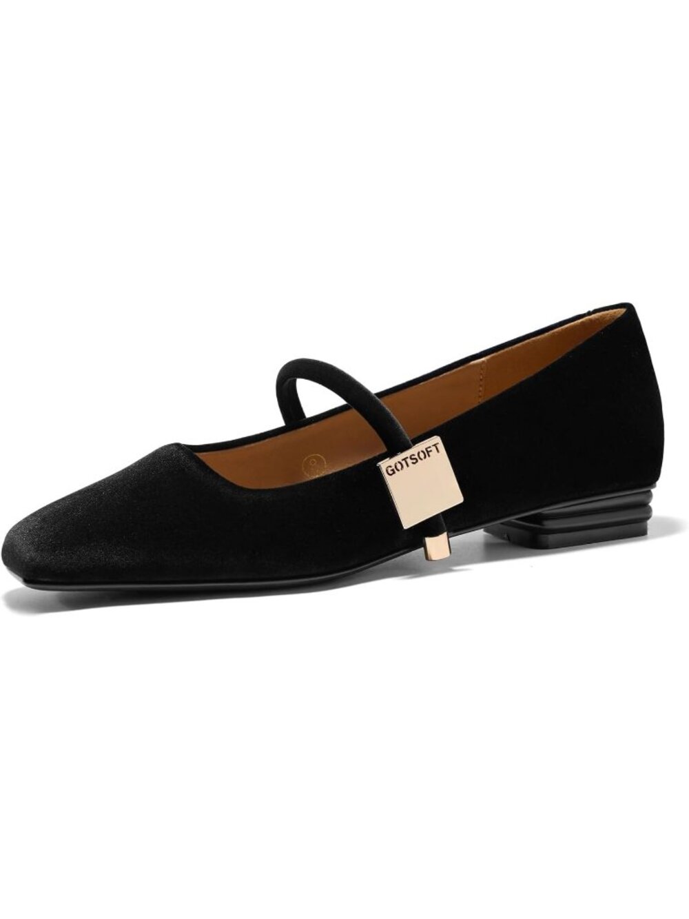 GotSoft Women's Buckle Black Rubber Faux Leather Closed Toe Slip On Classy Shoes
